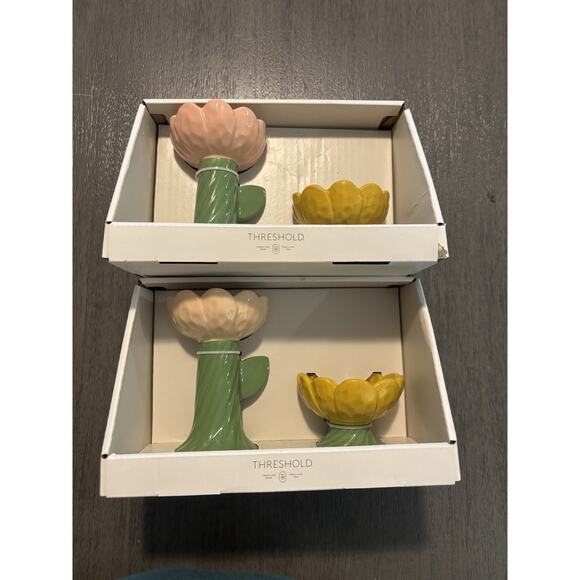 NIB Threshold Floral Taper Candleholders Set of 4 - Picture 5 of 6